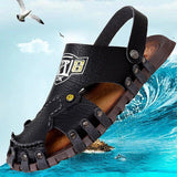 Men Leather Flat Heel Summer Daily Sandals