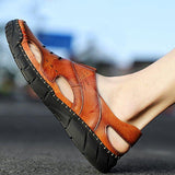 Men Summer Cowhide Leather Daily Sandals