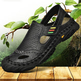 Men Summer Flat Heel Sandals Casual Cowhide Leather Shoes