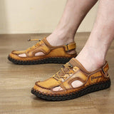 Men Summer Genuine Leather Elastic Band Sandals