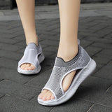 Women Daily Summer Flat Knit Fabric Athletic Sandals