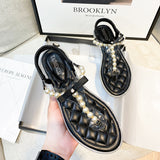 Women Fashion Pearl Belt Cool Slippers