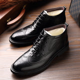 Men's Winter Crocodile Pattern Warm Ankle Leather Boots