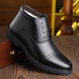 Men's Winter Cap Toe Warm Plush Business Leather Boots