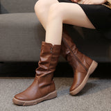 Women Leather Mid Calf Boots