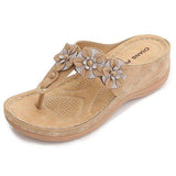 Women Flowers Thong Thick Sole Sandals