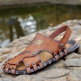 Men Leather Flat Heel Summer Daily Sandals