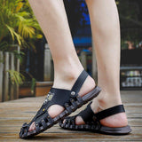 Men Leather Flat Heel Summer Daily Sandals