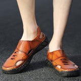 Men Summer Cowhide Leather Daily Sandals