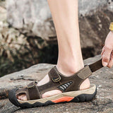 Men's Outdoor Cowhide Leather Flat Sandals