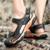 Men's Outdoor Cowhide Leather Flat Sandals