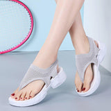 Women Comfortable Fly Knitted Fabric Flip Flops Flat Thick Sole Sandals