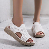 Plus Size Women Summer Knitted Fabric Thick Sole Sandals