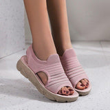 Women Summer Daily Knitted Fabric Chunky Sole Sandals