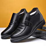 Men's Winter Non Slip Metal Buckle Slip On Casual Leather Boots