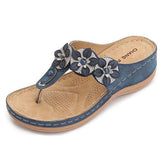 Women Flowers Thong Thick Sole Sandals