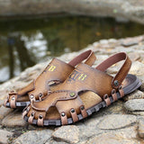 Men Leather Flat Heel Summer Daily Sandals