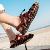 Men Summer Beach Leather Flat Sandals