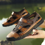 Men Comfy Flat Heel Summer Leather Sandals