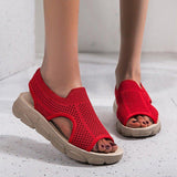 Plus Size Women Summer Knitted Fabric Thick Sole Sandals