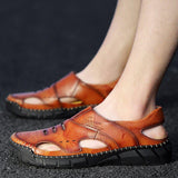 Men Summer Cowhide Leather Daily Sandals