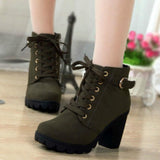 Women's New Fashion High Heeled Thick Heeled Casual Martin Boots