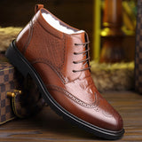 Men's Winter Crocodile Pattern Warm Ankle Leather Boots