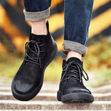 Men Vintage Waterproof Comfort Ankle Leather Boots