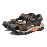 Men's Outdoor Cowhide Leather Flat Sandals