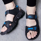 Men's Casual Striped Letter Pattern Denim Fabric Outdoor Sandals