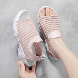 Women Summer Knitted Fabric Open Toe Sandals