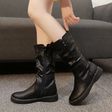 Women Leather Mid Calf Boots