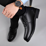 Men's Winter Non Slip Metal Buckle Slip On Casual Leather Boots