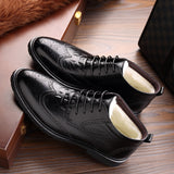 Men's Winter Crocodile Pattern Warm Ankle Leather Boots