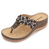 Women Flowers Thong Thick Sole Sandals