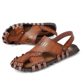 Men Leather Flat Heel Summer Daily Sandals