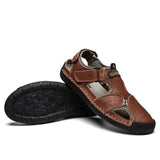 Men Outdoor Cowhide Leather Flat Heel Daily Sandals