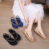 Women Comfortable Flat Heel Summer Elastic Band Chunky Sole Sandals