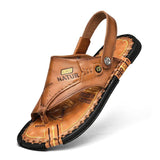 Men Cowhide Leather Daily Flat Flip-flops Outdoor Sandals