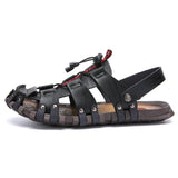 Men Summer Beach Leather Flat Sandals