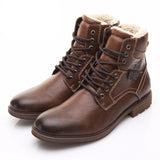 Men's Winter Retro Lace Up Casual Zipper Ankle Boots