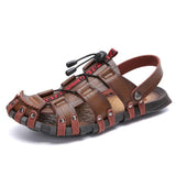 Men Summer Beach Leather Flat Sandals