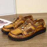 Men Summer Genuine Leather Elastic Band Sandals