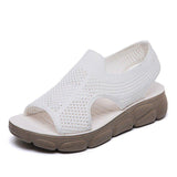 Plus Size Women Summer Knitted Fabric Thick Sole Sandals