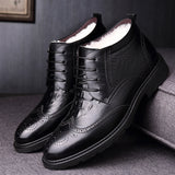 Men's Winter Crocodile Pattern Warm Ankle Leather Boots