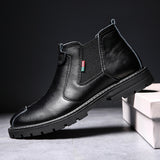 Men's Winter Vintage Leather Plush Lining Warm Chelsea Boots