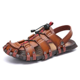 Men Summer Beach Leather Flat Sandals