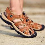 Men's Summer Daily Cowhide Leather Flat Heel Sandals