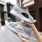 Women Daily Summer Flat Knit Fabric Athletic Sandals