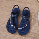 Women Comfortable Flat Heel Summer Elastic Band Chunky Sole Sandals